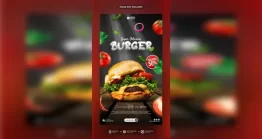 قالب استوری اینستاگرام برای منوی غذا و برگر